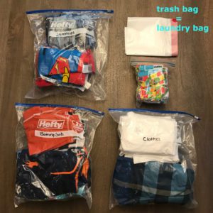 Packing Tip - Use Ziploc Bags and a Trash Bag