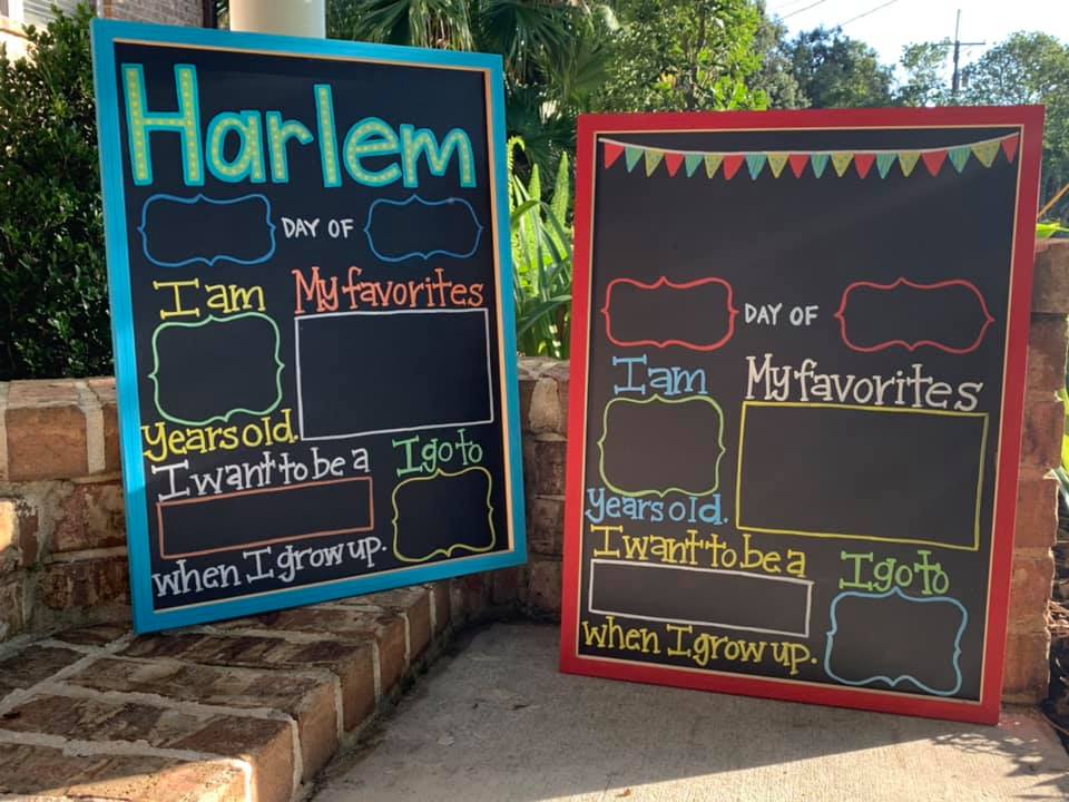 Hand painted reusable custom chalkboards for back to school pictures