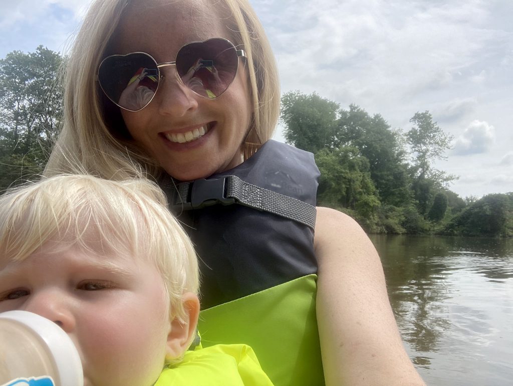 Paddling a kayak with a baby in tow is not easy.