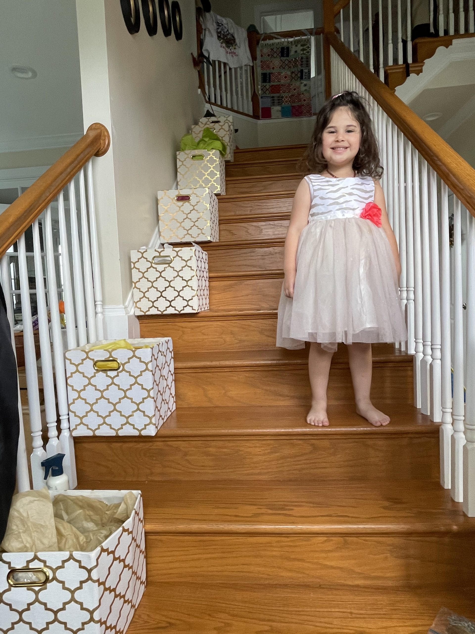 Little Girl Standing on stairs