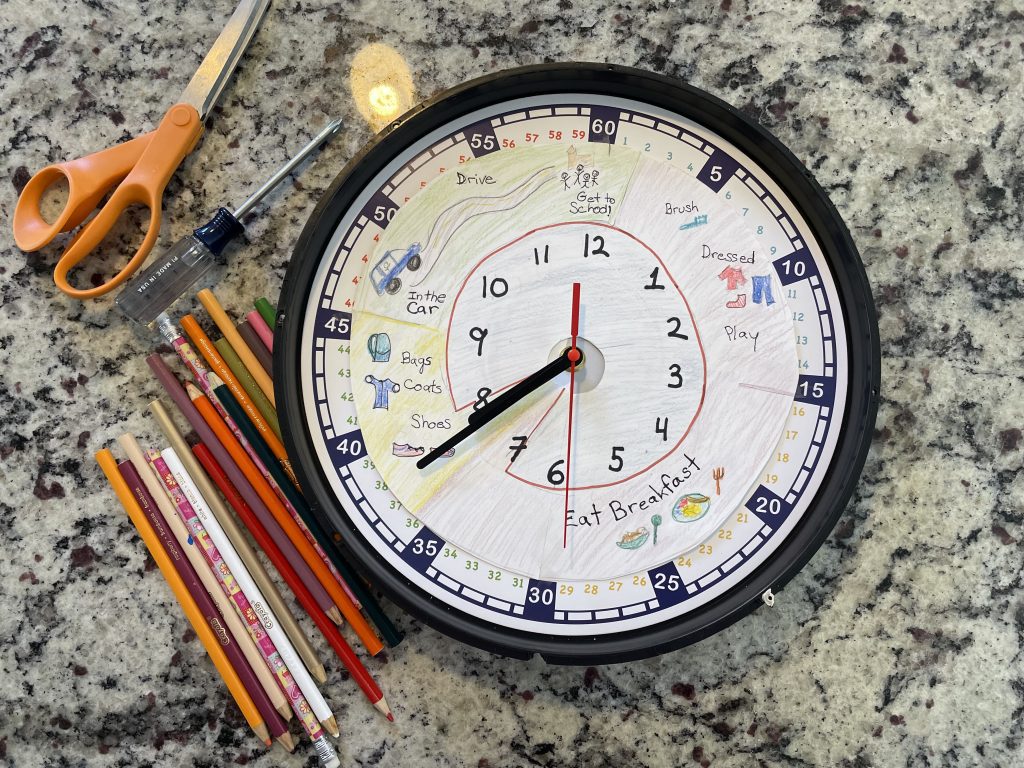 Make your morning routine visible for kids with a home made clock