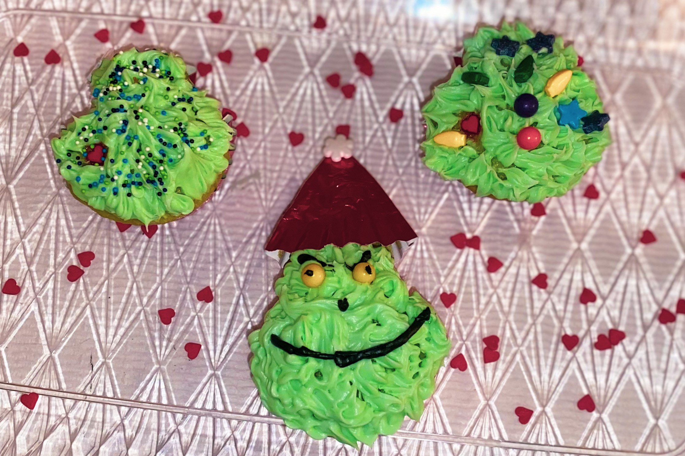 Grinch Inspired cupcakes for holiday movie night
