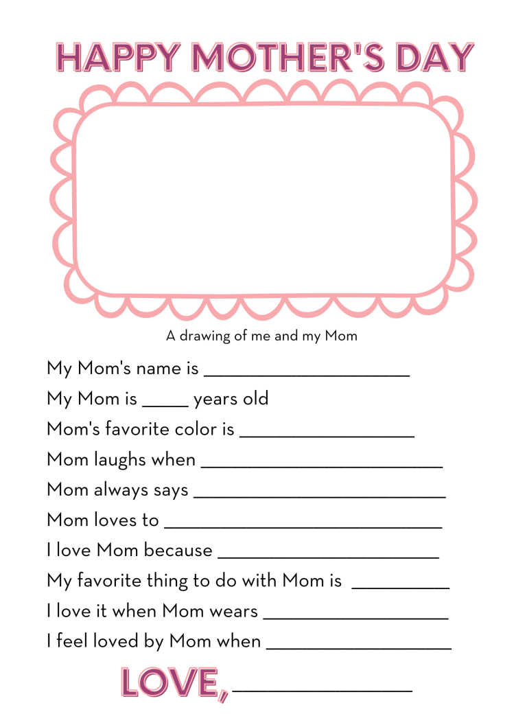 Writting For Mothers Day Printable