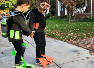 The kids created their own costumes with duct tape and felt